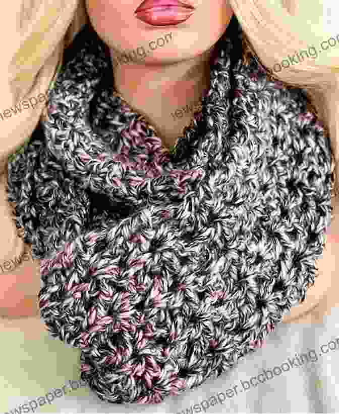 A Person Wearing A Crochet Infinity Scarf, Showcasing Its Versatility And Stylish Appeal Infinity Scarf Quick And Easy Crochet Pattern