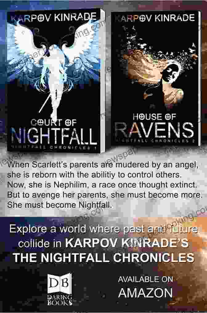 House Of Ravens: The Nightfall Chronicles Book Cover Featuring A Young Woman With A Raven On Her Shoulder, Standing Against A Backdrop Of A Dark Forest And A Glowing Cityscape House Of Ravens (The Nightfall Chronicles 2)